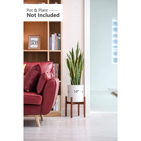 Mid  Wood Flower Pot Holder - Brown, Up to 10 Inch Planter