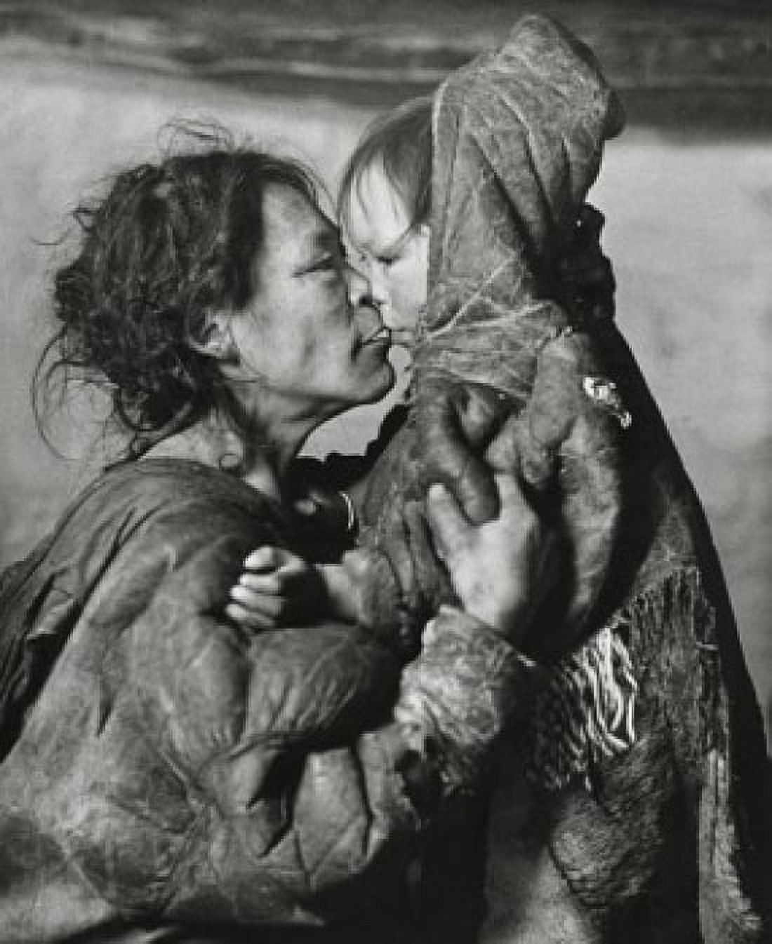 Mid adult Eskimo woman and her daughter rubbing noses Canvas Art - (24 x 36)