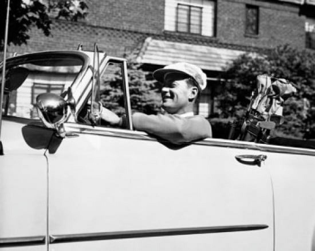 Mid adult man driving a car Canvas Art - (24 x 36)