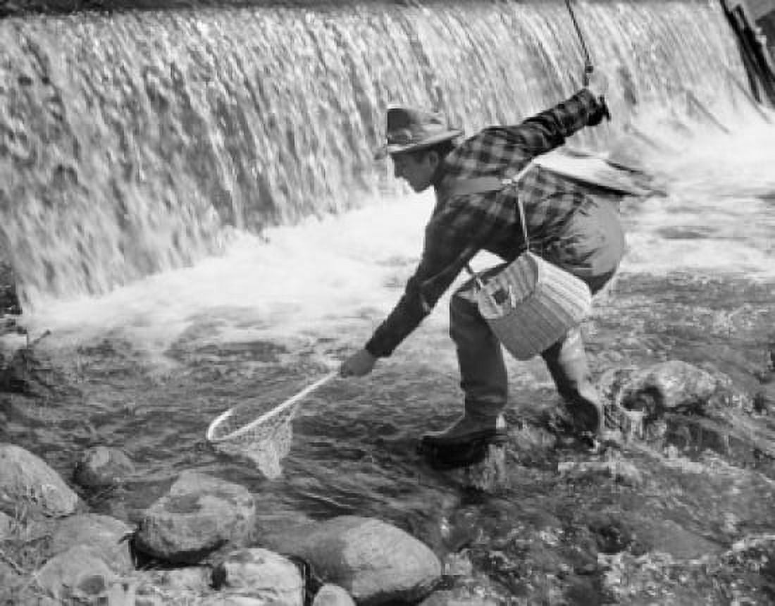 Mid adult man fly fishing in a river Canvas Art - (18 x 24)