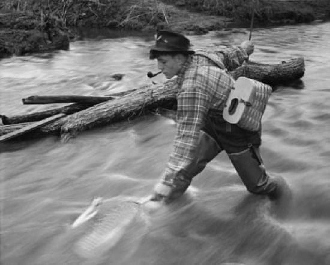 Mid adult man fly-fishing in a stream Canvas Art - (18 x 24)