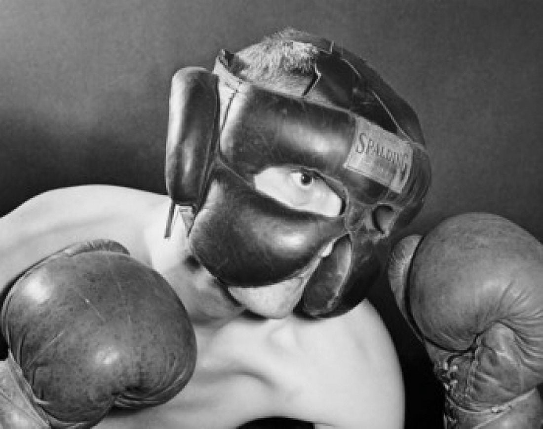 Mid adult man wearing boxing gear Canvas Art - (18 x 24)