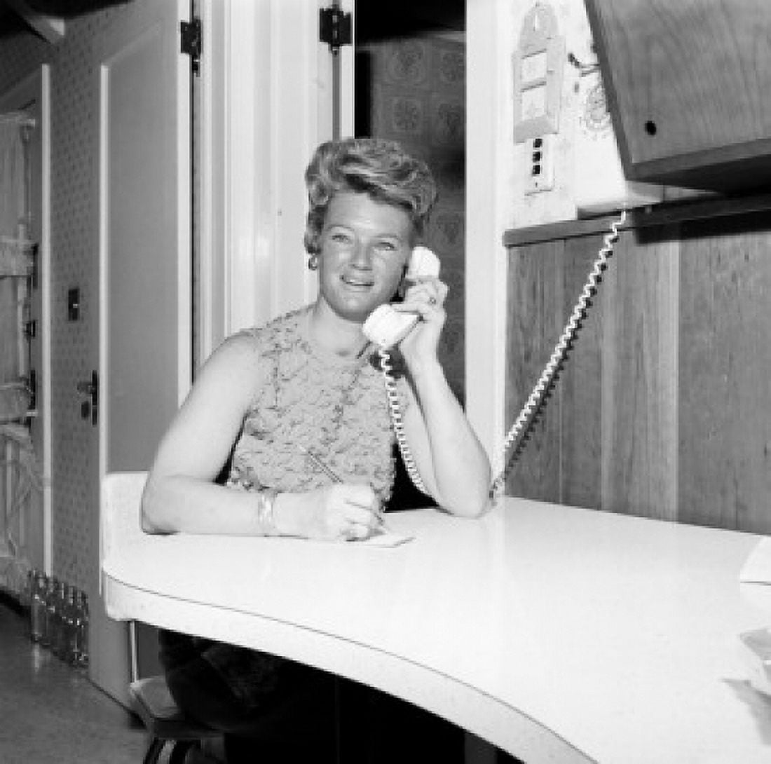 Mid adult office worker using telephone Canvas Art - (24 x 36)