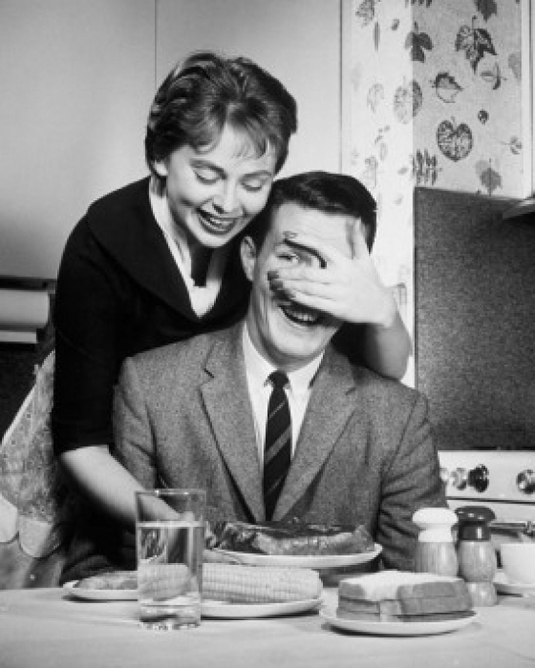 Mid adult woman covering eyes of mid adult man Canvas Art - (18 x 24)