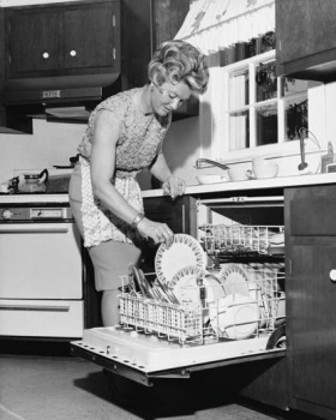 Mid adult woman loading a dishwasher Canvas Art - (18 x 24)