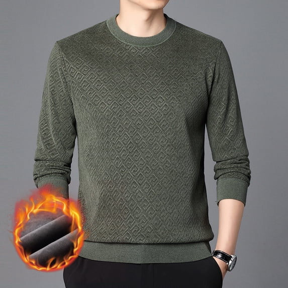 Mid-aged Men Sport Top Thickened Sweater Pure Color Round Neck Bottoming Clothes Long Sleeves Homewear Gym Running Basketball Sweatshirt