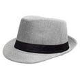 thumbnail image 1 of Mid-aged Men Women Jazz Hat Outdoor Solid Color Wide Brim Ribbon Decor Unisex Casual Cowboy Hat Streetwear, 1 of 7