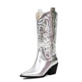 thumbnail image 1 of Mid calf Boots for Women Cowboy Boot Pointed Toe Boots Embroidered Slip On Western Chunky Heels Fashionable Trendy Party Outdoor Cowgirl Booties, 1 of 5