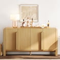 thumbnail image 1 of Mid-century 63" Wood Sideboard Buffet Cabinet with Storage, Modern Credenza with Doors and Adjustable Shelves for Kitchen Living Room, Dining Room, 1 of 10