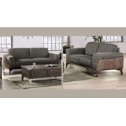 Mid-century Fabric & Leatherette Set 2Pcs in Gray Furniture of America Kloten