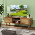 thumbnail image 1 of Mid-century Media Cabinet For 55-59 Inch Tvs, Solid Wood Feet, Living Room Bedroom Furniture Mid Century Modern Tv Console With Trimmed Doors, 59" 55/60/65 Inch Tv, Legs,, 1 of 6