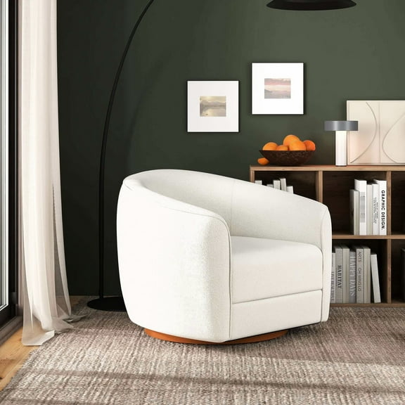 Mid-century Modern Beige Boucle Swivel Dressing Room Chair - 30" Depth, Adds A Stylish Touch To Your Area Foam Filled 30.3" Package Width, Keeps Comfortable And Safe