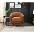 thumbnail image 1 of Mid-century Modern Chair In Rust Color, Textured Fabric Covering, Solid Wood Frame, Pocket Coils Foam Padding, 29.75" Package Depth Accent Chair, Style, Legs, Channel Stitched Back, 20.5" Seat, 1 of 4