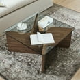 thumbnail image 1 of Mid-century Modern Coffee Table, 31.5 Inch Square Glass Top, Stable Base For Living Room Decoration Enhancement, 1 of 5