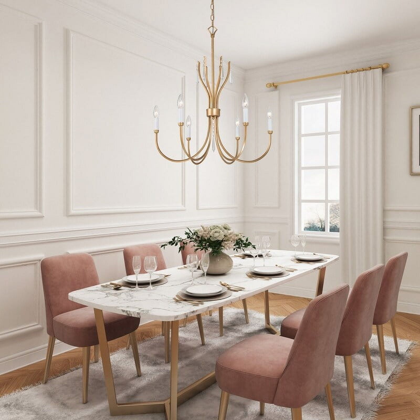 Elegant Gold Crystal Candle Chandelier for Dining Room