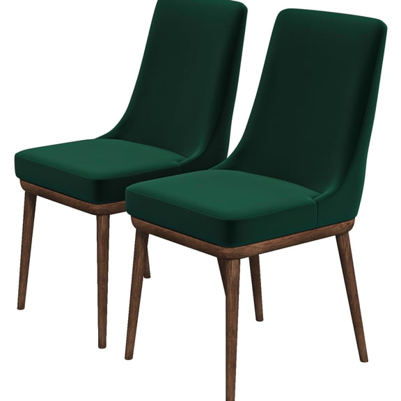 Mid-century Modern Dining Chair (2), Velvet Covered, Solid Wood Build, High Density Foam Seat, Curved Back, 24 In D X 18.5 W 36.6 H 2 - Upholstery, Frame, Padding, Back Support, 24in 18.5in 36.6in