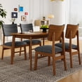 thumbnail image 1 of Mid-century Modern Dining Table Set for 4, Solid Wood Dining Table and Solid Wood Chairs, 5 Piece Farmhouse Dining Table and 4 Upholstered Chairs for Home, Kitchen, Apartment, Space Saving, 1 of 18