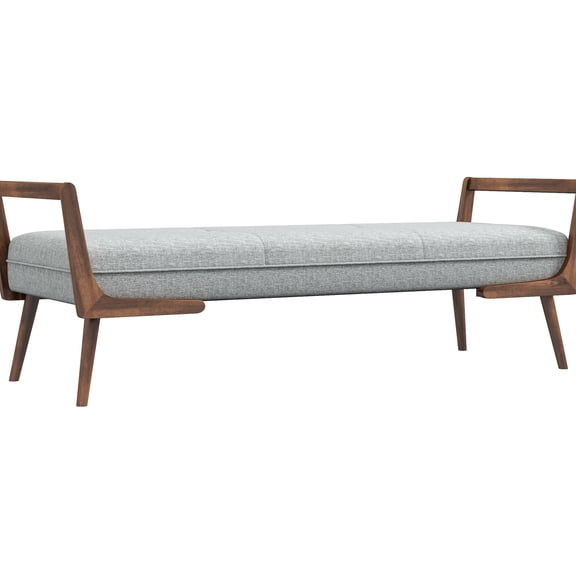 Mid-century Modern Grey Bench, Fabric Upholstery With Seat, High Density Foam, 51.06in D X 19.84in W 19.83in H, 32lb Mid Century Bench Foam And Upholstery, 51.06" Depth 19.84" Width 19.83" Height,