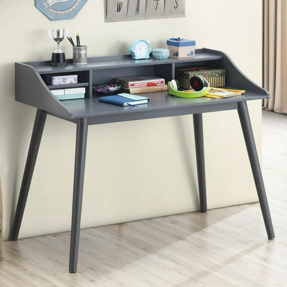 Mid-century Modern Grey Desk - Crafted From Asian Hardwood For A Chic Workspace Efficient Work Built With And