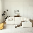 thumbnail image 1 of Mid-century Modern H613 Couch, L Shaped 3 Beige Sectional For Living Room, Moderate Softness Seat Sectional, Guest Reversible Chaise, 1 of 2