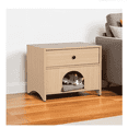 thumbnail image 1 of Modern Nightstand with Cat Bed,Drawer,End Table, Metal handle, Living Room Bedroom,Natural, 1 of 14
