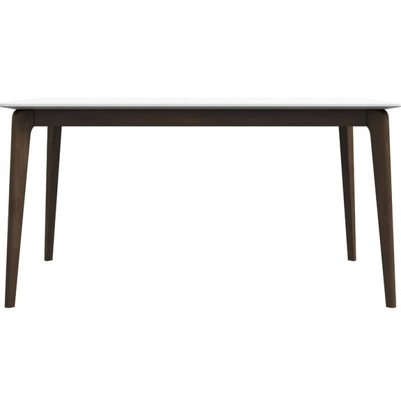 Mid-century Modern Solid Wood Dining Table, White-top, Walnut Legs, 6, 35 In W X 60 D 30 H White Top, Accommodates 6, 35.00 60.00 30.00