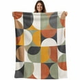 thumbnail image 1 of Mid-century Modern Throw Blankets, Vintage Color Abstract Geometric Pattern Soft Fleece Blanket Decorative for Home Sofa Couch Chair Living Bedroom, 40x50 inches,, 1 of 8