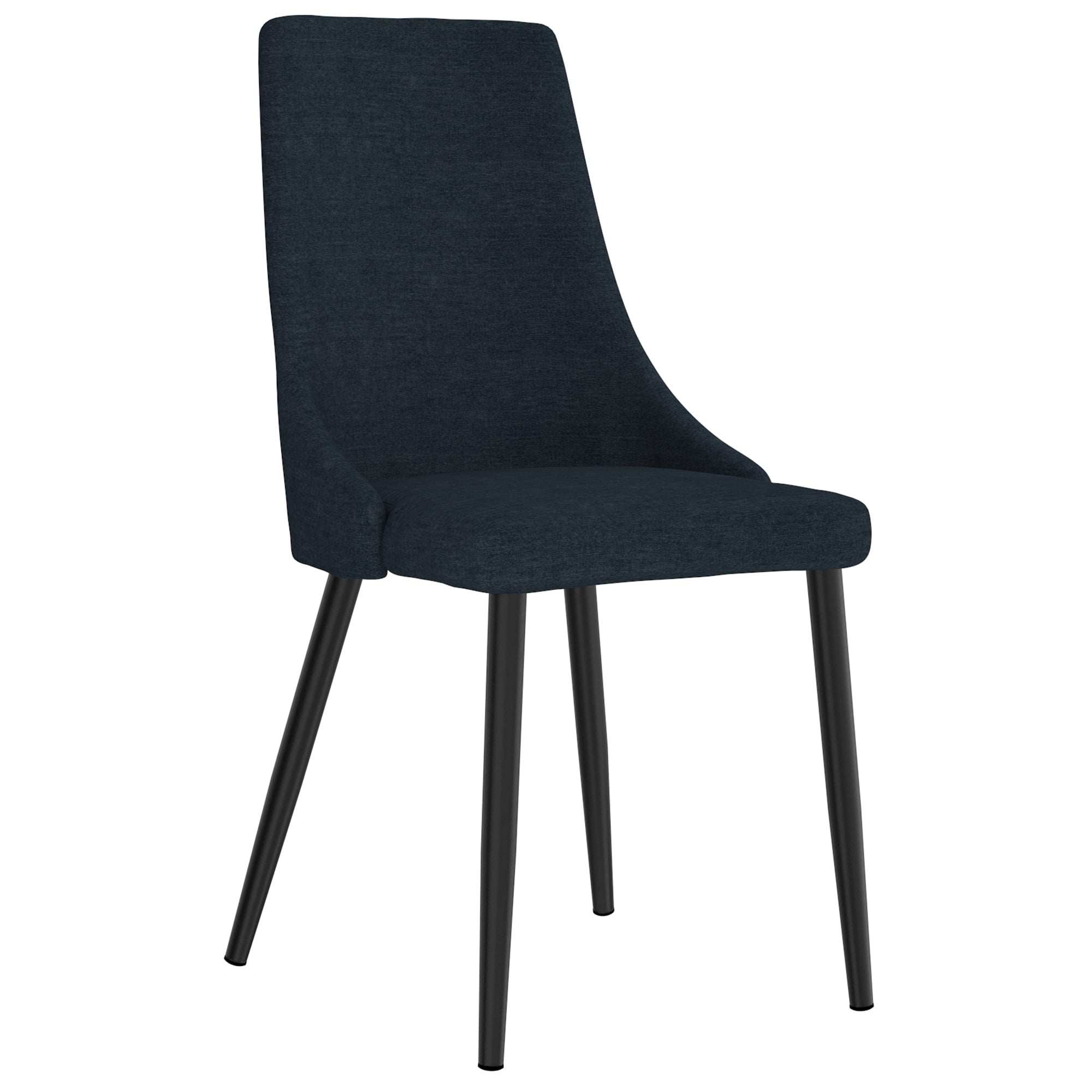 Mid-Century Textured Blue Upholstered Side Chair with Metal Legs