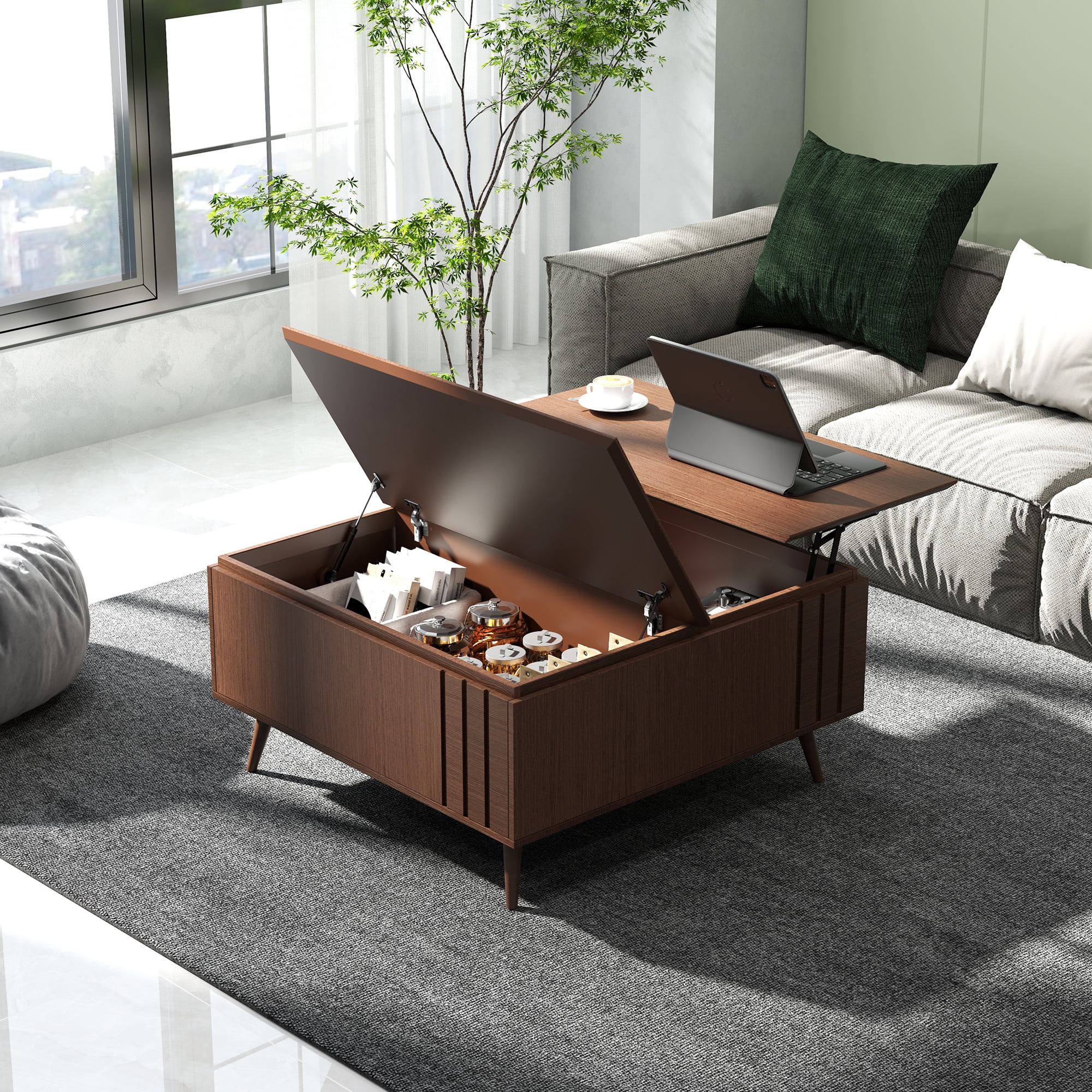 Midcentury Modern coffee table, adjustable coffee table, living room