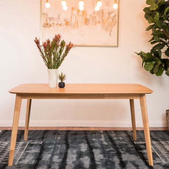 Mid-century Style Dining Table, 59.00" Wide, Solid Wood And Faux Sleek Table For Home Dining, Surface, 50.71 Lb