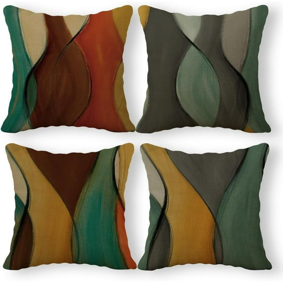 Mid century modern throw pillows Case, abstract pillow covers 18x18 set of 4, green pillows decorative throw pillows, decorative pillows covers for couch