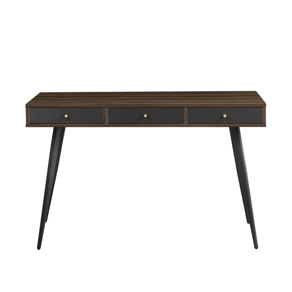 Mid century style MDF desk in walnut and dark grey ideal for study and computer use