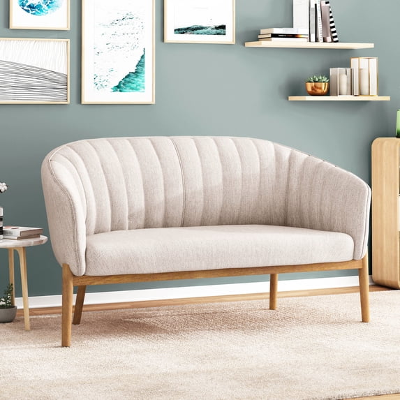 Mid century style beige loveseat / Transform your living space