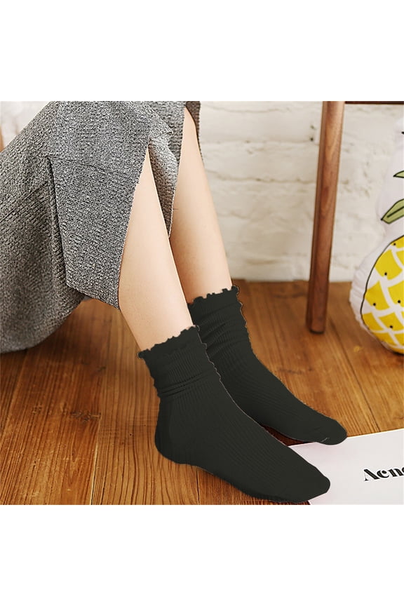 Mid-length Stacking Socks for Women Solid Color High Elasticity Anti Slip Socks Breathable Cotton Thin Socks Autumn Winter