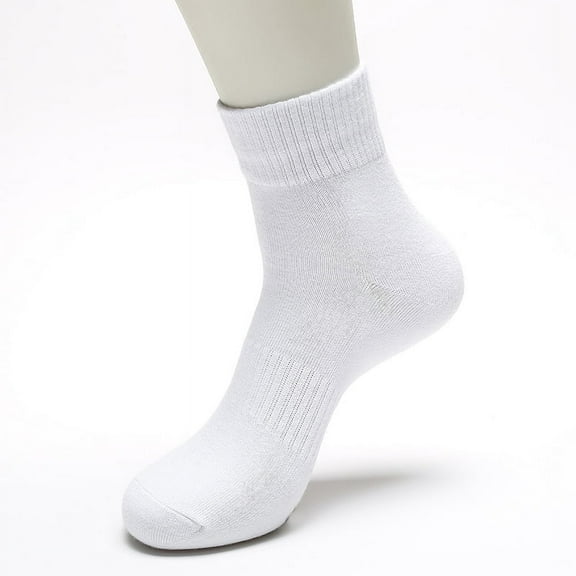 Mid length sports socks for Men & Women , Size 13.5-15 Hiking and Sports , 6 Pairs Short socks Thick Cushion , Multi-Size Options for Running White mid-calf