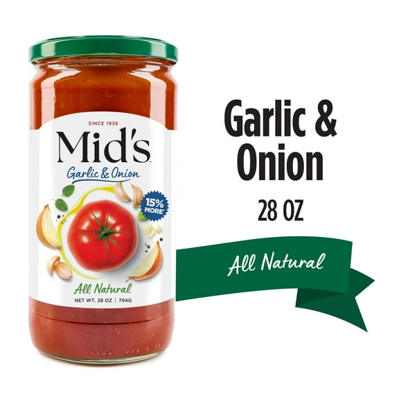Mid's Premium All Natural Garlic & Onion Sauce, Gluten-Free, 28 oz, 1 Pack