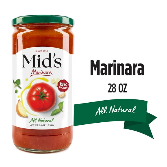 Mid's Premium All Natural Marinara Sauce, Gluten-Free Spaghetti Sauce, 28 oz, 1 Pack