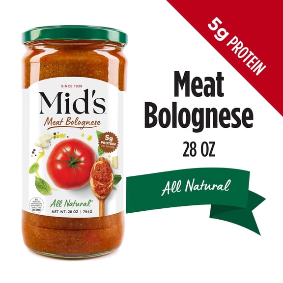 Mid's Premium All Natural Meat Bolognese Sauce, Gluten-Free, 5g Protein, 28 oz, 1 Pack