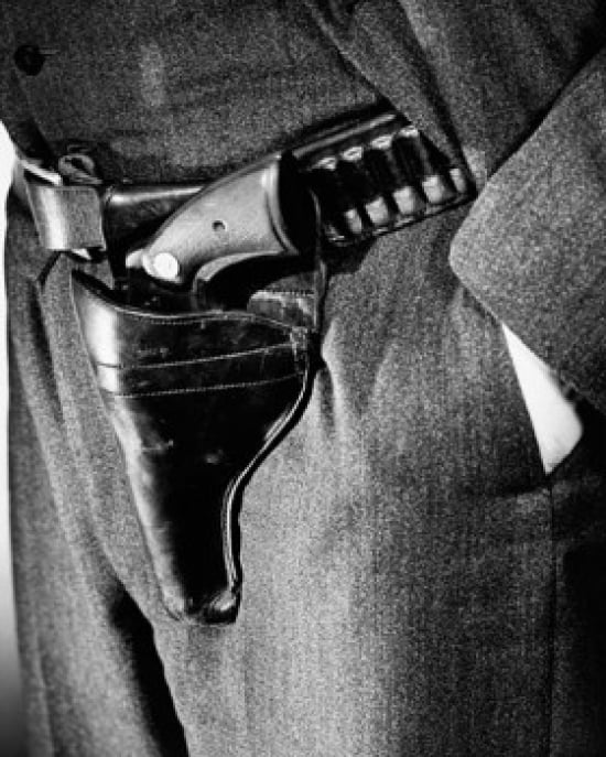 Mid section view of a person wearing a gun holster Canvas Art - (18 x 24)