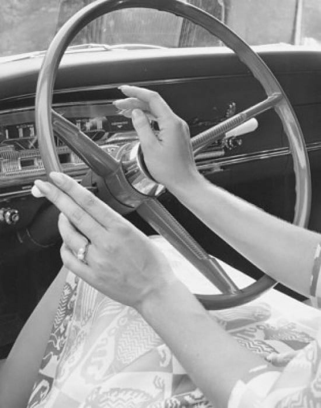 Mid section view of a woman driving a car Canvas Art - (18 x 24)