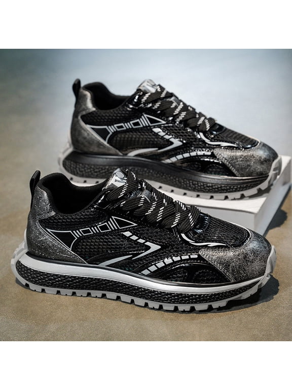 Mid-top with Zipper, Fastener, and Lace Closure, All-season ,Trendy New Sports Casual Mesh Fashion Men'S Running Shoes