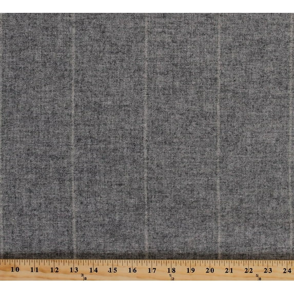 Mid-weight Wool Blend Pinstripe Pin Stripe Heather Grey/Off-White Fabric By the Yard (3460W-12N)