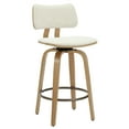 thumbnail image 1 of MidCentury Fabric and Wood 26" Counter Stool with Swivel Beigeand Natural, 1 of 8