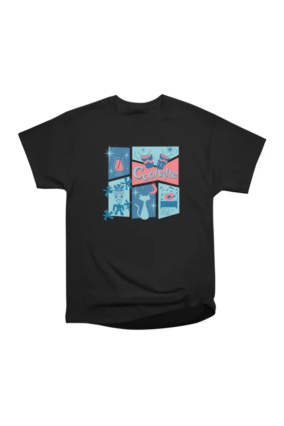 MidCentury Modern Tiki Beatnik Funky Cat and Cocktail T-Shirt Tee Gift For Him Merch For H
