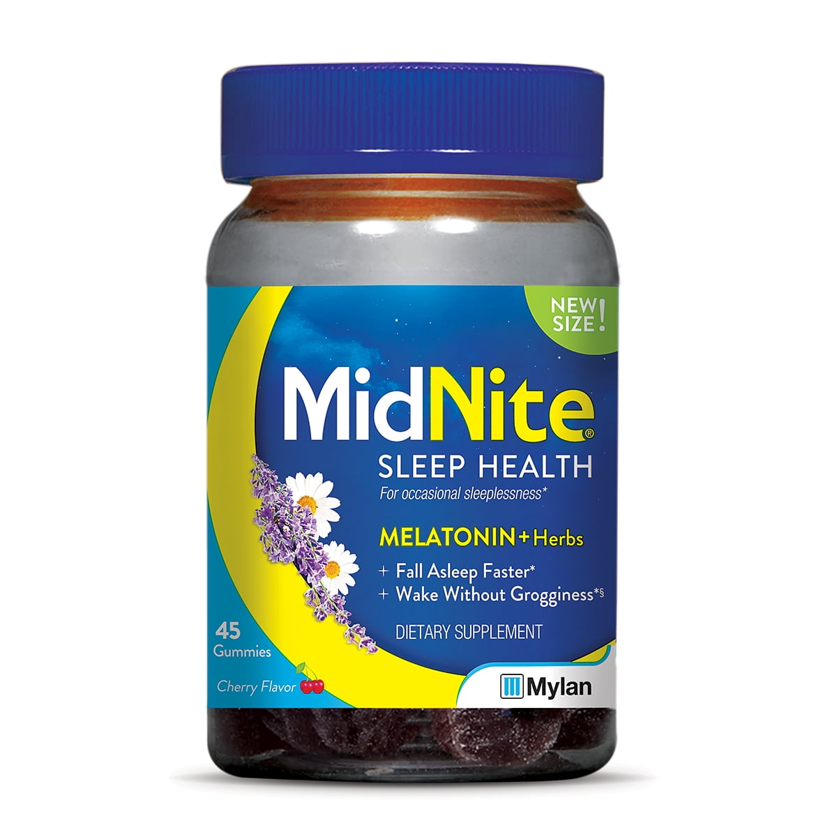 MidNite DrugFree Sleep Aid Gummies, 3mg Melatonin + Herbs, 45 Ct