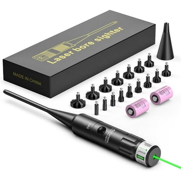 Green Bore Sight Kit with Button Switch and Adapters for .17 to 12GA