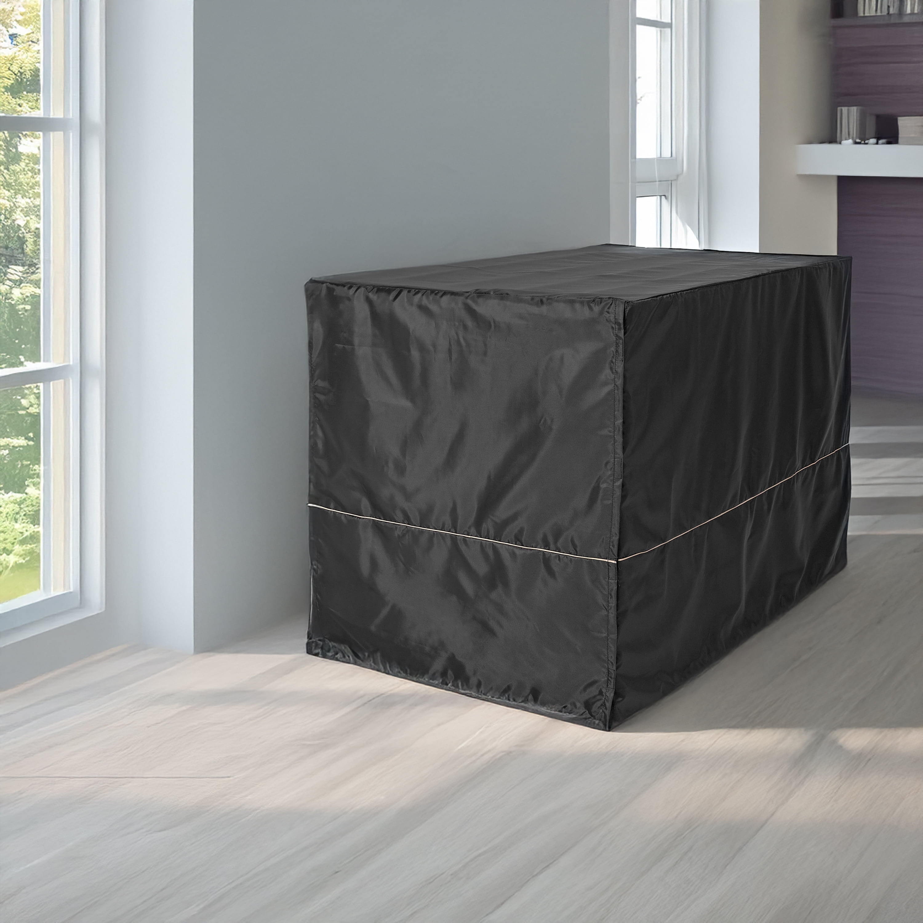 Black 48-Inch Polyester Dog Crate Cover