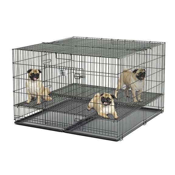 MidWest Collapsible Metal Dog Playpen, Black, 48"L x 48"W x 30"H