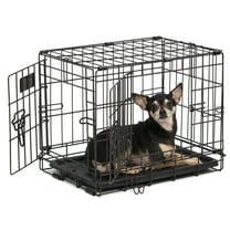 MidWest iCrate for Dogs & Cats, Metal, Double Door, Includes Leak-Proof Pan, Floor Protecting Feet, Divider Panel, Foldable, Black, 18" L x 11.70" W x 14.22" H