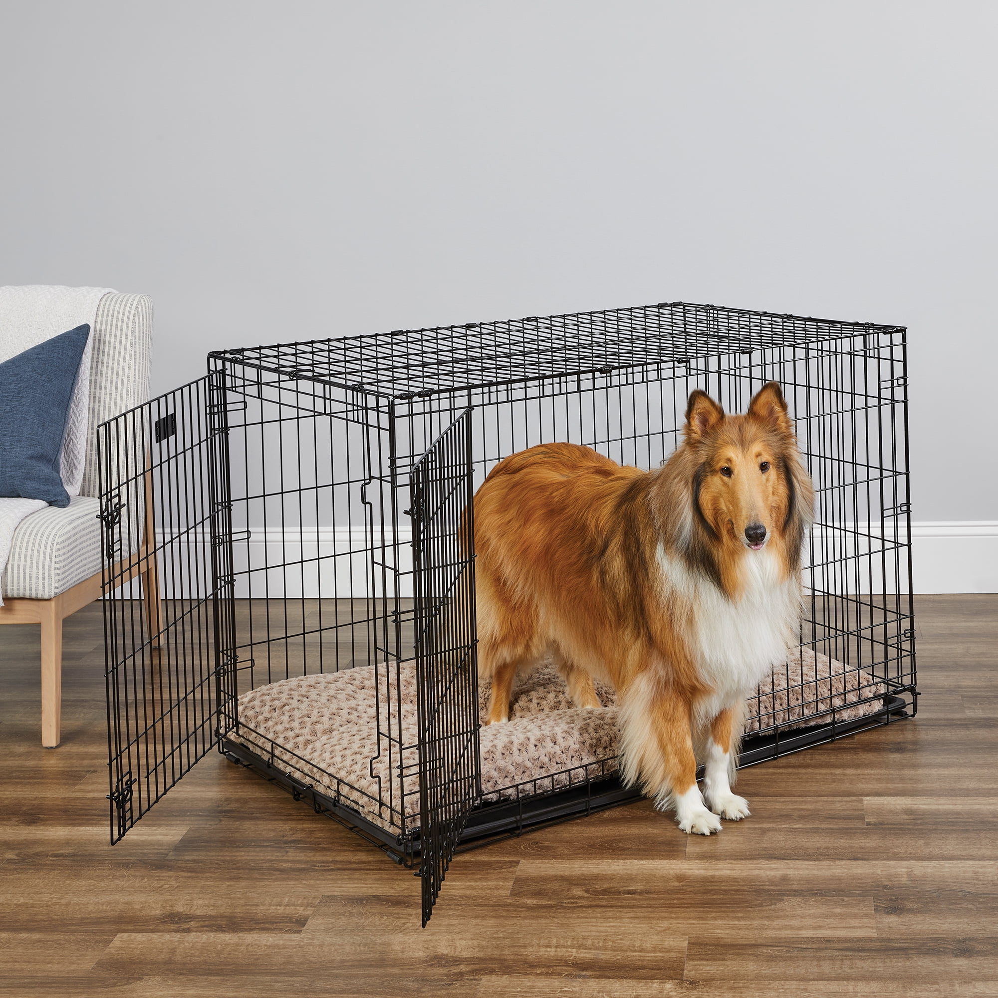 Extra Large Black Rolling Double Door Dog Crate
